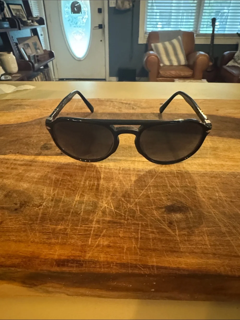 Persol PO3235 Black w/ Polar Gradient Blue Lenses Sz 55